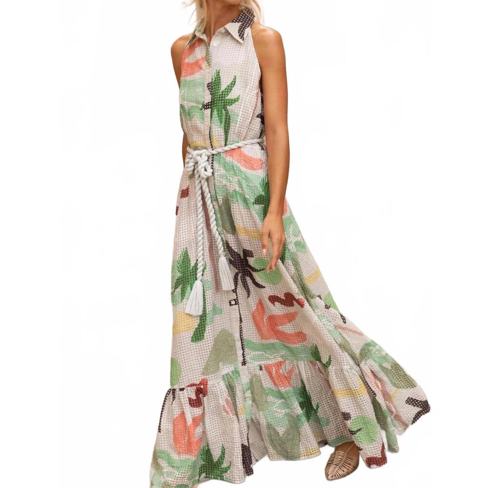 NEW OLIPHANT sleeveless maxi shirt dress in paradiso petal - Picture 7 of 7